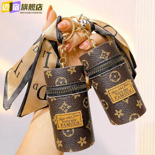 零钱包女ins复古印花口红化妆包2025新款小巧耳机钥匙挂件包PU皮