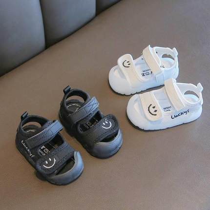 夏季儿童包头软底男女宝宝鞋婴儿鞋学步鞋简约百搭凉鞋透气0-3岁