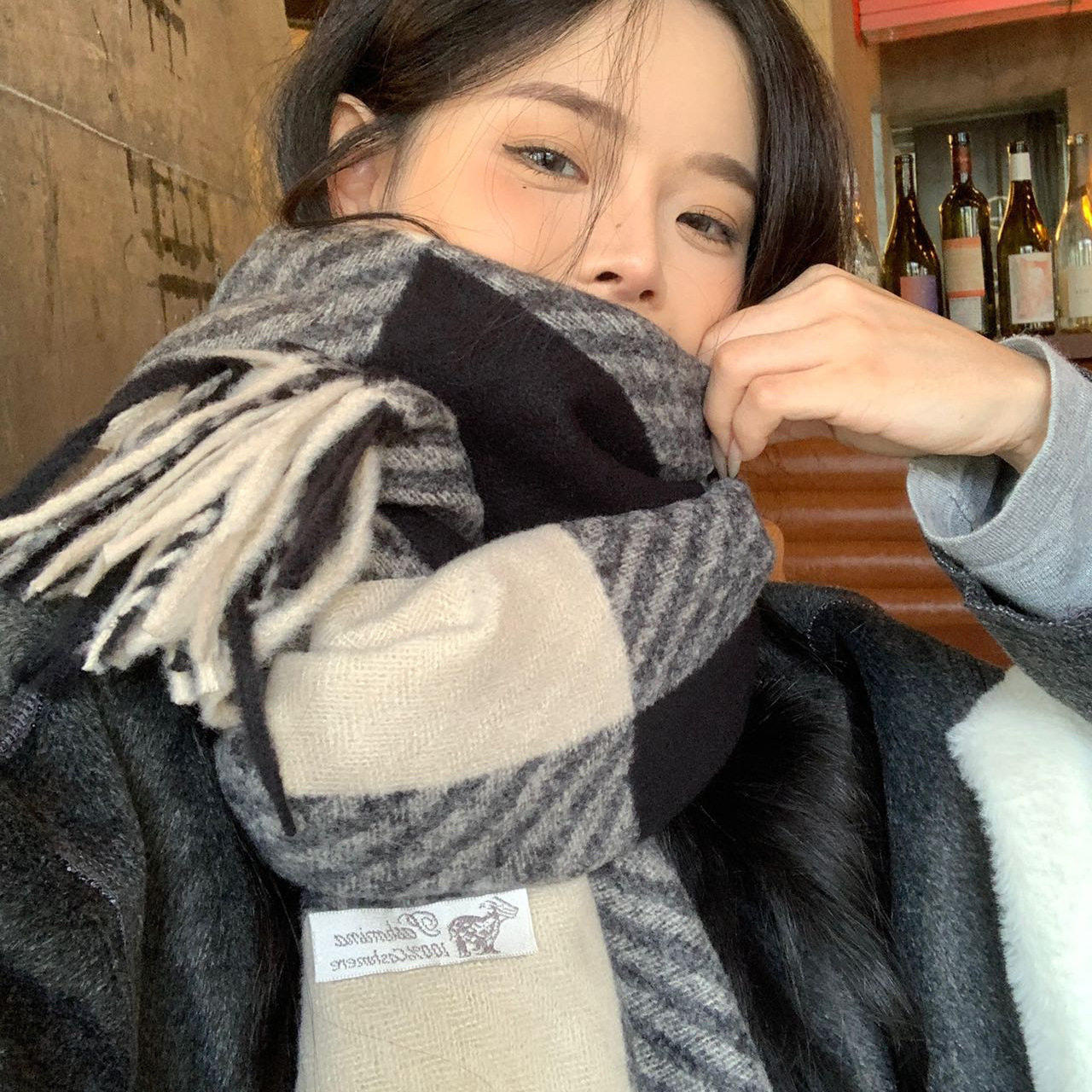 围巾女秋冬季2025新款格子韩系加厚英伦风披肩高级感氛围保暖围脖
