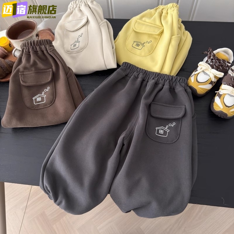 儿童百搭米色长裤潮范新款休闲卫裤童装男童运动裤秋装男女宝裤子