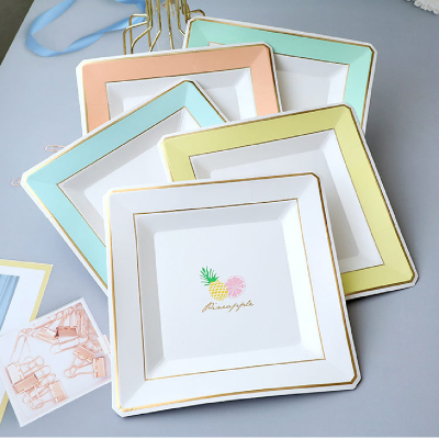 生日聚会布置一次性纸盘子白色