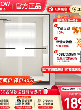 箭牌一字形淋浴房双移门小户型枪灰色下沉式干湿分离极简玻璃隔断