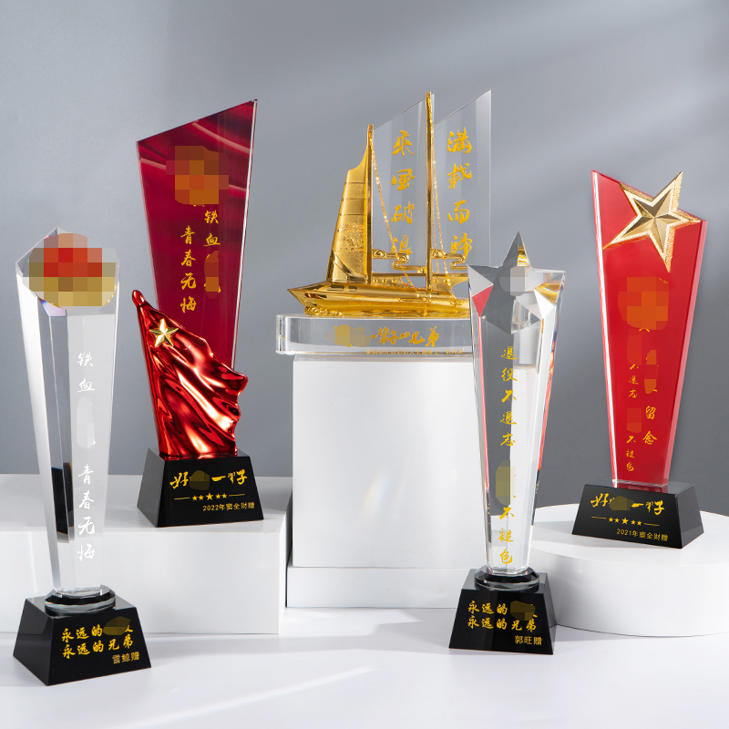 退役退伍奖杯摆件定制送战友老兵军人纪念品八一荣誉表彰礼品留念