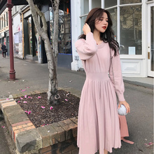 气质显瘦毛衣裙过膝 打底修身 秋冬针织连衣裙女2019新款 网红中长款