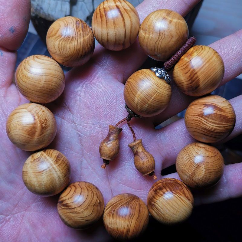 太行崖柏大水波闪电纹20男士手串