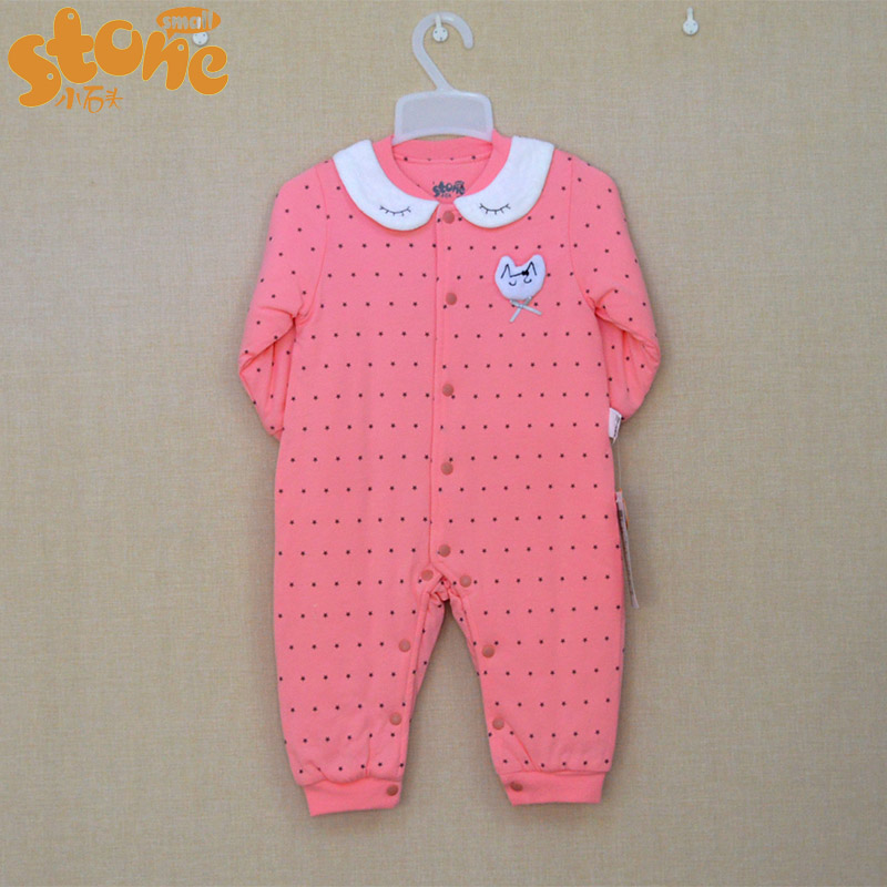 婴儿装小石头夹棉闭裆按扣春秋