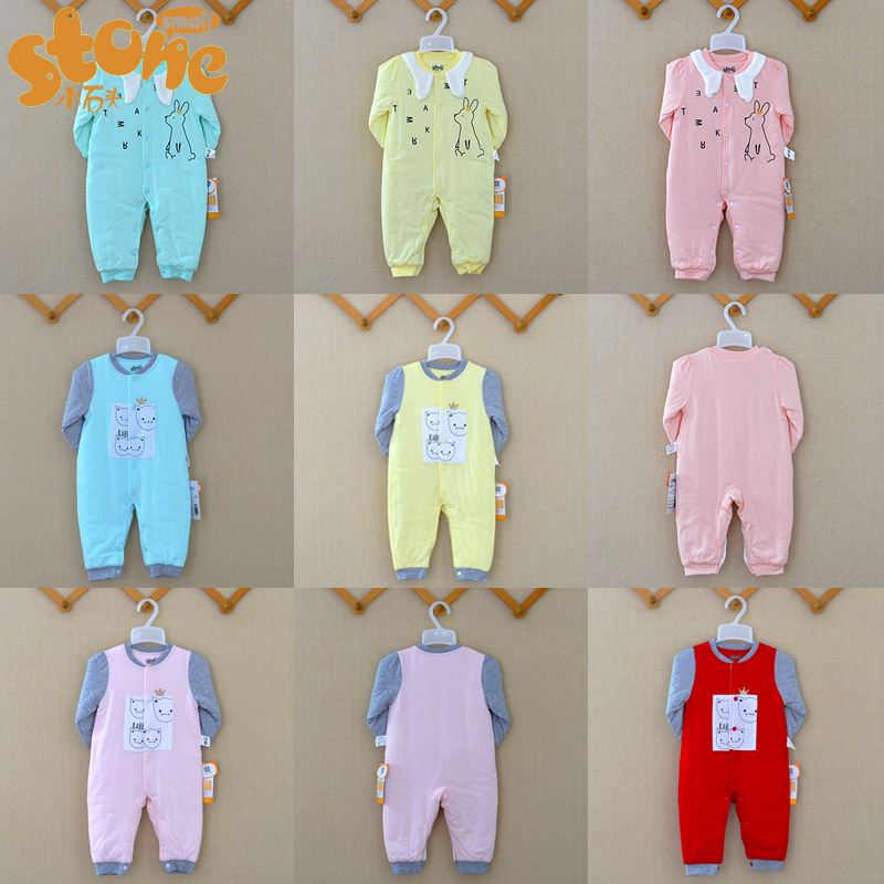 夹棉爬服小石头连体衣保暖闭裆