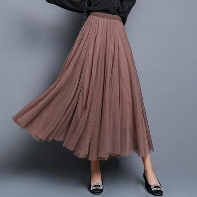 black gauze Pleated skirt gauze long female mesh skirt