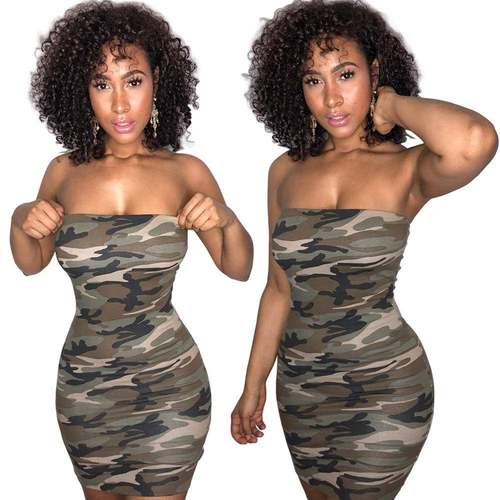 wmstar plus size women clothing summer dress camouflage