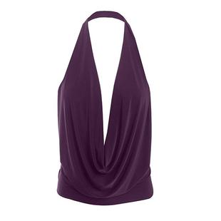 ladies neck solid tops backless fit women vests casual