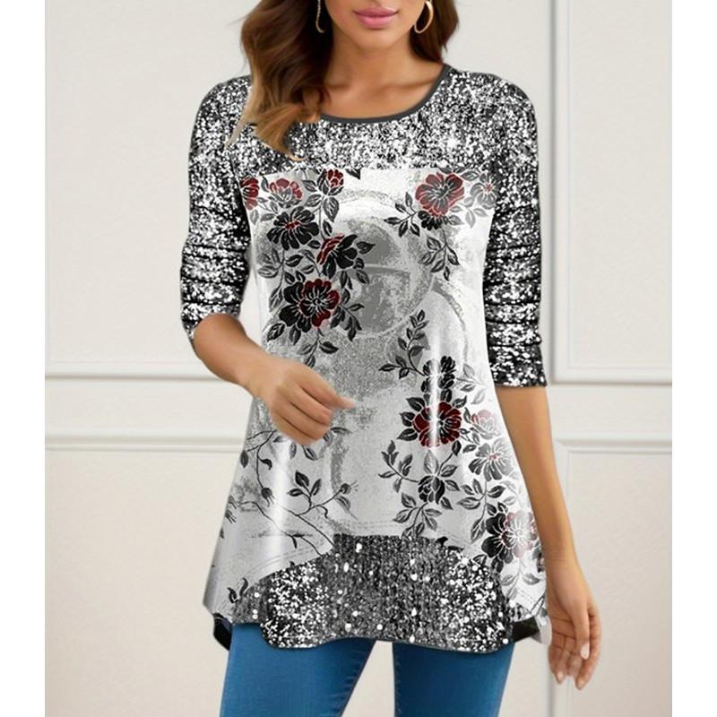 size ladies xl-xl fashion tops shirt print shirt women