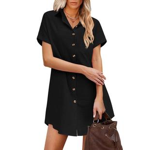 Shirt Beach Womens Button Linen Dress Sleeve Long Short