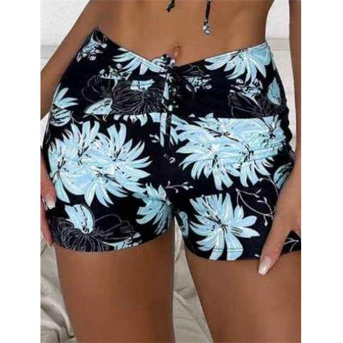 Shorts High Sports Swim Women Waist Trunks Boxer Beach
