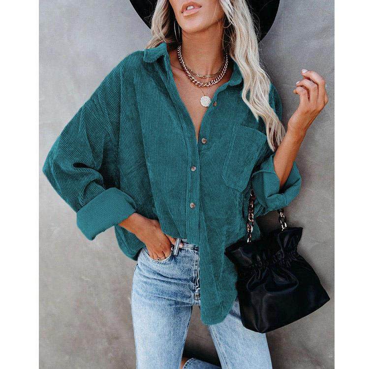large size loose solid shirt blouses for women autumn