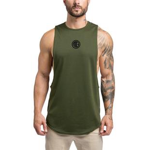 Mens Sleeveless shirt Fitness Slit Vest Sports