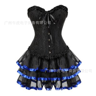 overbust corset gothic -xl dress size plus jacquard black