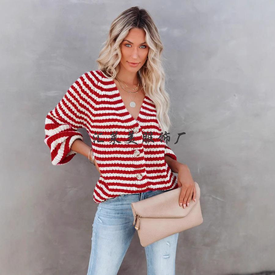 Women for Jacket Knitted Cardigan Striped Size Large Loose