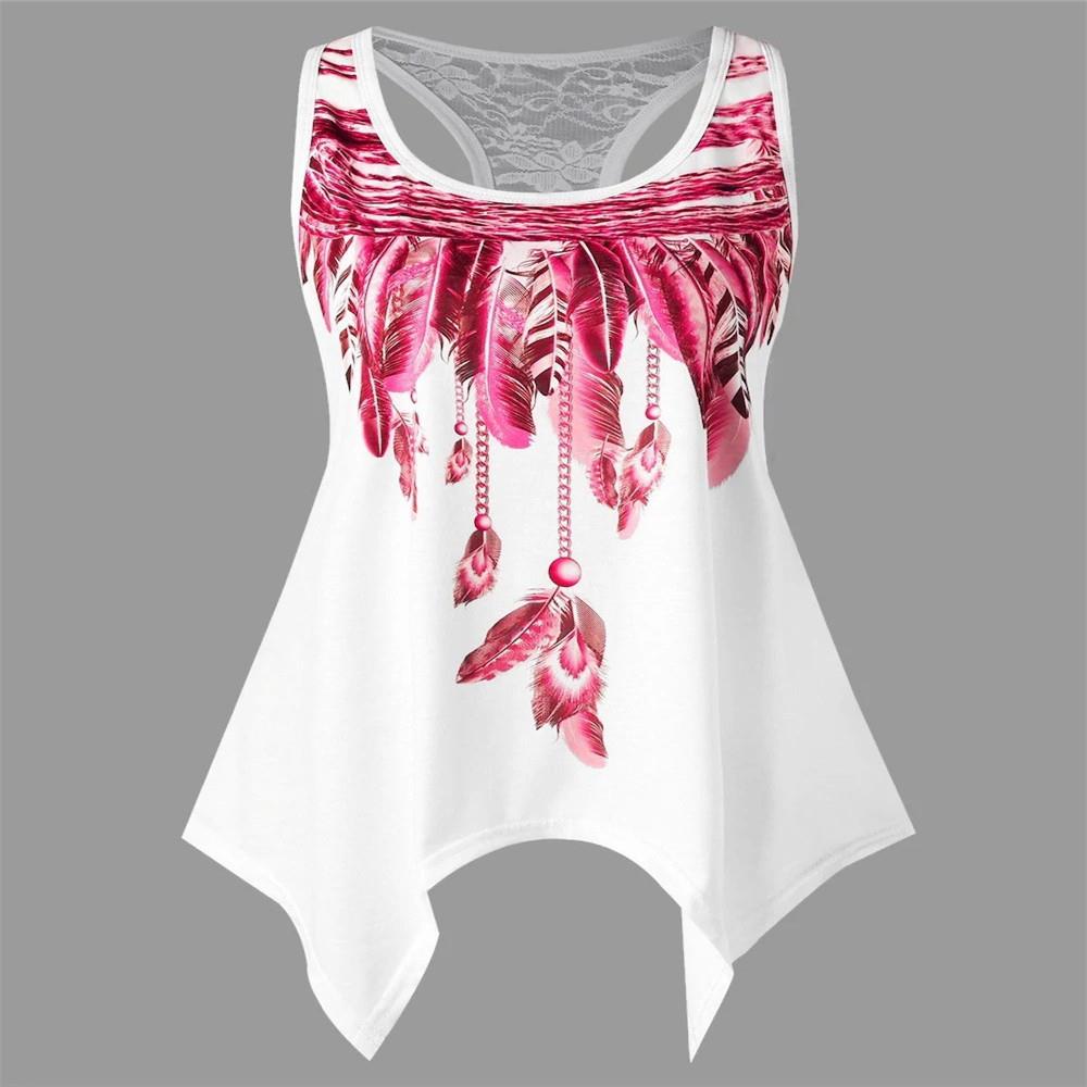 yrw t-shirt women tops vintage quality lace print feather