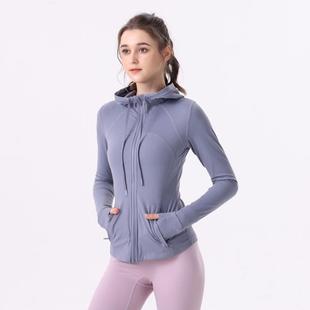 Sports Slim Jacket Yoga Brushed Womens Coat Hooded Wear