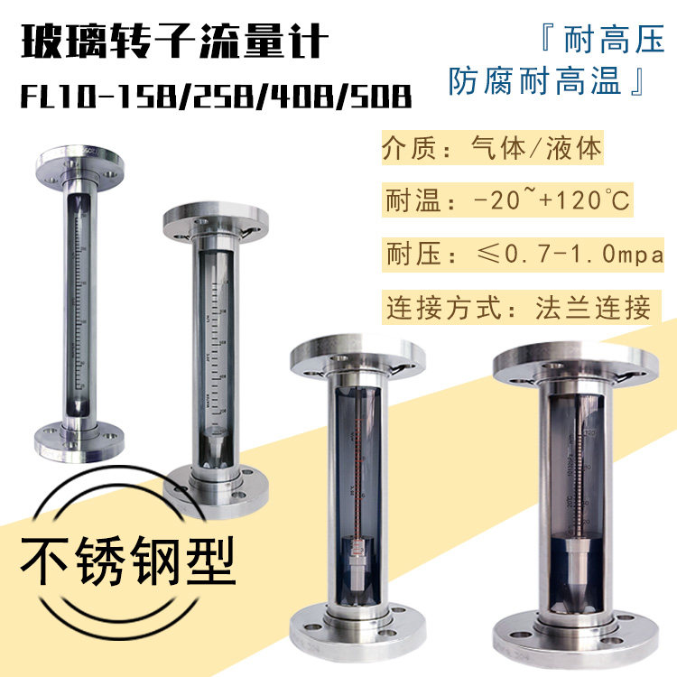 法兰连接304不锈钢防腐FL10玻璃转子流量计气体液体直观显示定 制