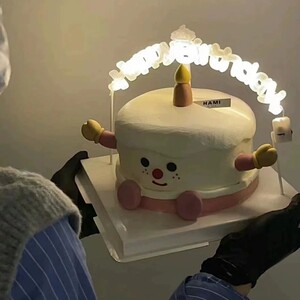 生日快乐字母发光灯蛋糕装饰摆件插件创意网红儿童生日派对配件