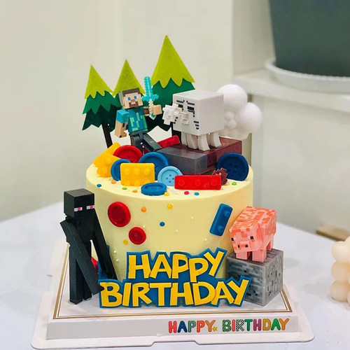 我的世界生日蛋糕装饰摆件