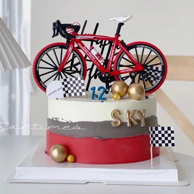 合金自行车红色黑色山地公路车生日蛋糕装饰摆件男生汽车赛车流行