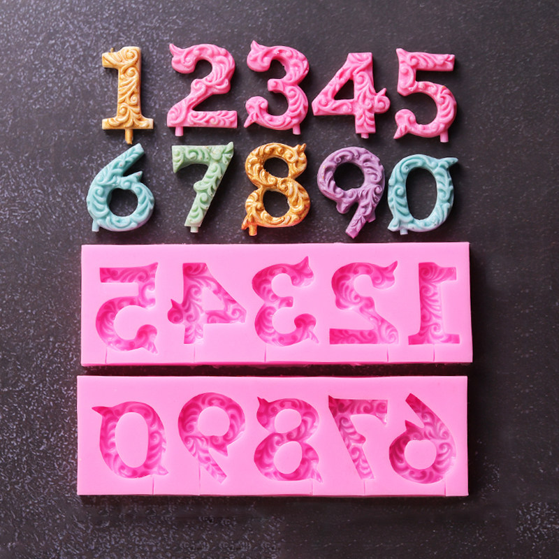 数字巧克力模具网红浮雕立体造型蛋糕diy硅胶复古翻糖装饰摆件