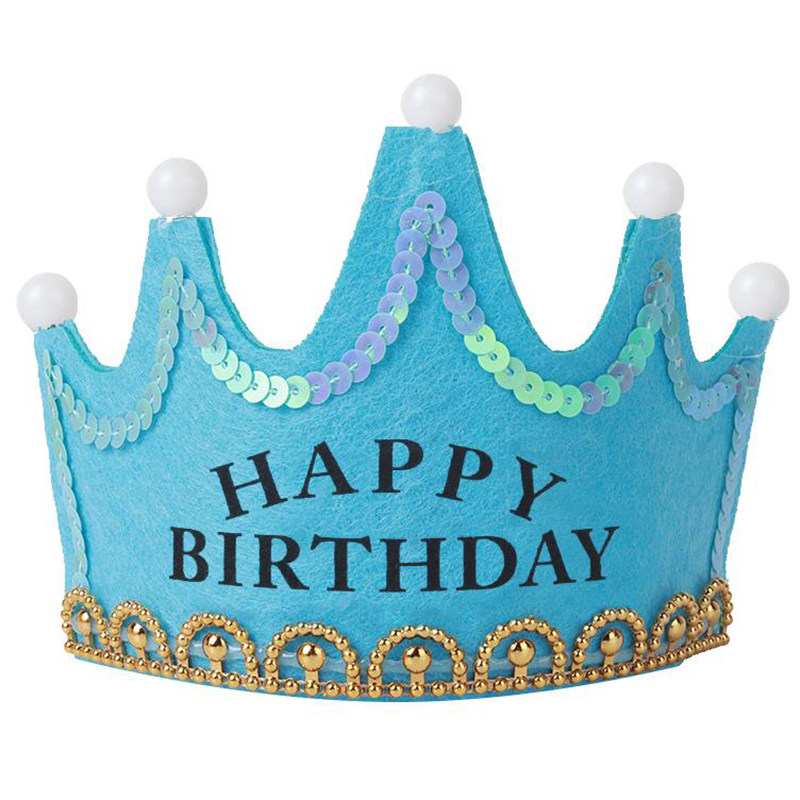 蓝色发光生日帽子宝宝周岁大人网红公主ins1皇冠儿童女童小男孩