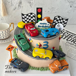 汽车总动员六一儿童节生日蛋糕装饰摆件男孩周岁男生赛车烘焙配件