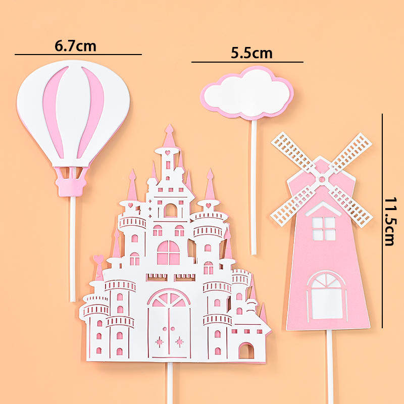 风车城堡热气球生日蛋糕插件粉色蓝色云朵写字牌儿童烘焙周岁插牌,节庆用品/礼品,节日装扮用品,淘宝优惠券,粉丝福利购,淘宝优惠卷