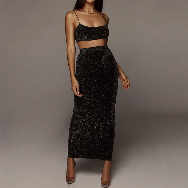 欧洲站ins网红亮丝闪光丝半身裙套装女秋冬性感包臀一步长裙过膝在类目 女装/女士精品, 半身裙中 - 来自Buy2taobao.com提供专业的淘宝代购服务