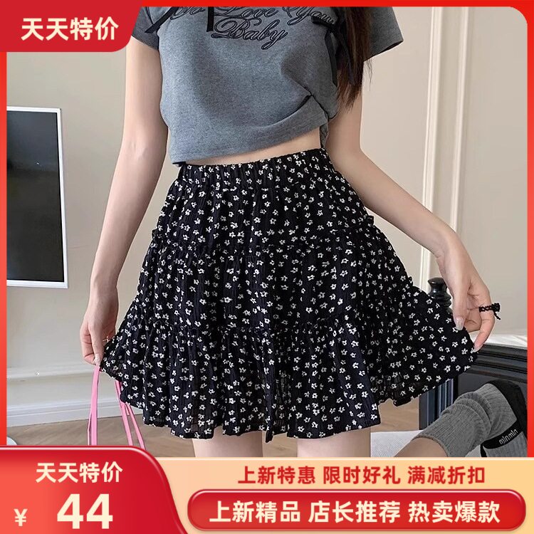 新款碎花复古甜美半身裙蛋糕春夏
