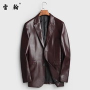 2018 Hained new leather leather nam ngắn phù hợp với cổ áo khoác da cừu Slim kinh doanh áo khoác nam thanh niên - Quần áo lông thú