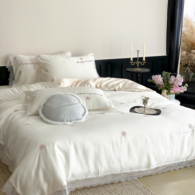 夏季少女风兰精天丝四件套蕾丝