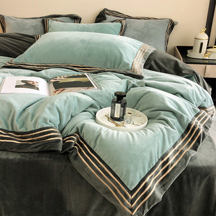 冬季加厚保暖婴儿绒四件套牛奶绒床单被套珊瑚绒加绒1.8m床上用品