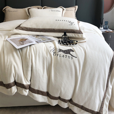 冬季260高克重加厚牛奶绒四件套