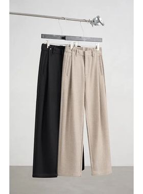 【直播同款】冬季厚款奢雅格调老钱风中高腰直筒休闲裤男