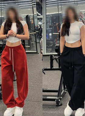 加绒款！秋冬香蕉裤麻灰色裤子休闲裤保暖松紧腰卫裤长裤2577