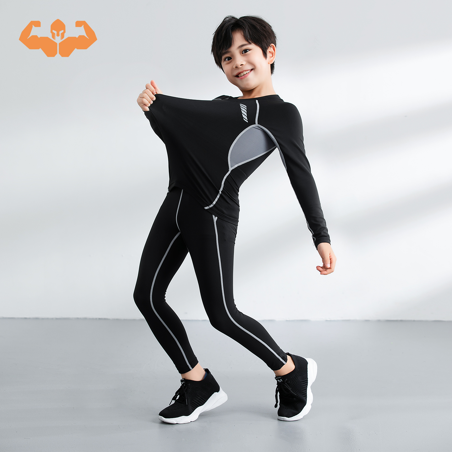 儿童篮球服吸汗速干紧身衣训练服长袖长裤秋冬运动打底衣男女童