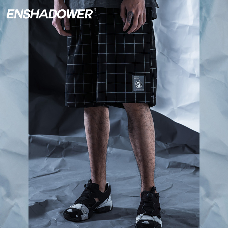 ENSHADOWER隐蔽者黑白格子速干短裤夏季运动潮牌五分裤宽松中裤男在类目 男装, 休闲裤中 - 来自Buy2taobao.com提供专业的淘宝代购服务
