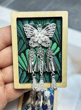 矩形非遗苗银织锦木质冰箱贴贵州湘西云南旅游文创纪念品