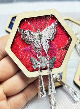 六边形非遗苗银织锦木质冰箱贴贵州湘西云南旅游文创纪念品