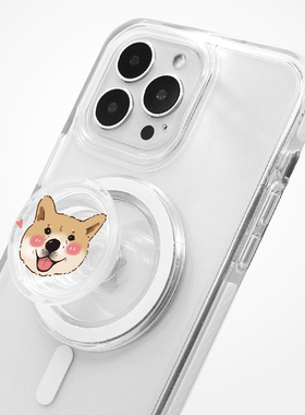 新款可爱风Magsafe苹果手机磁吸气囊支架全透明带卡通图案可来图