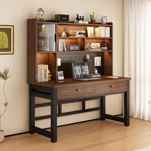 【美凡电脑桌抽屉书桌书架一体】
