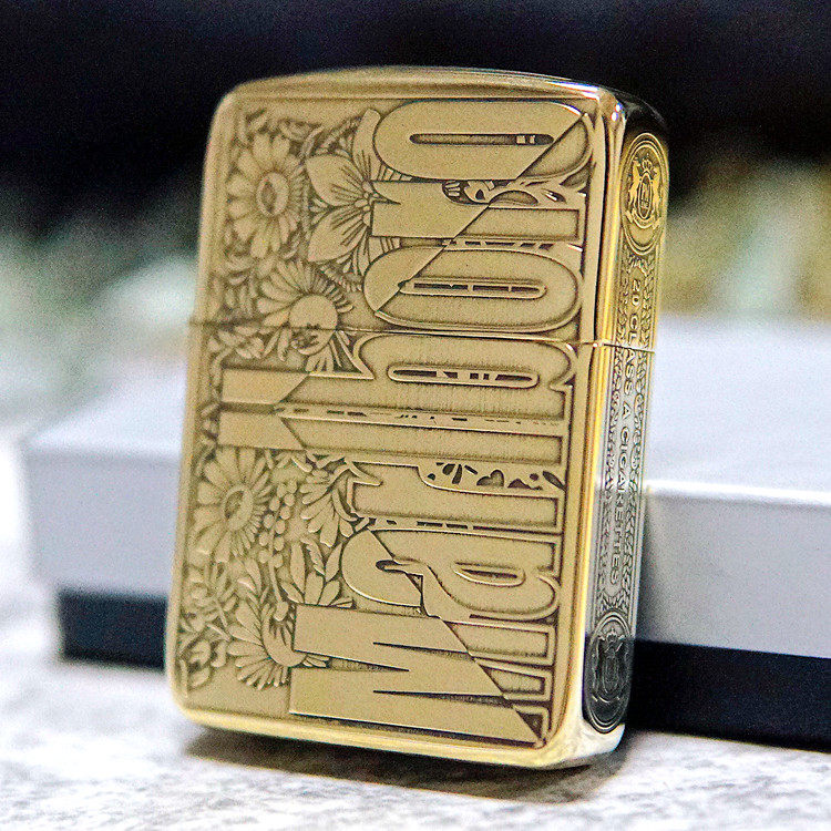 zippo打火机万宝路繁花烟标4铰链1941经典复刻黄铜男士个性送礼物图片