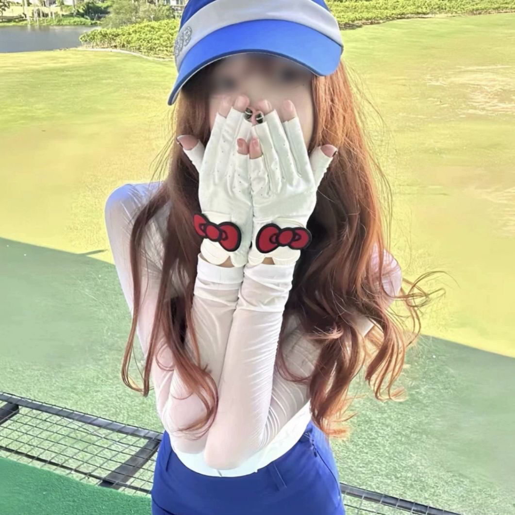 新款高颜值防紫外线手套电动车防晒手套防滑耐磨美甲手套半指触屏