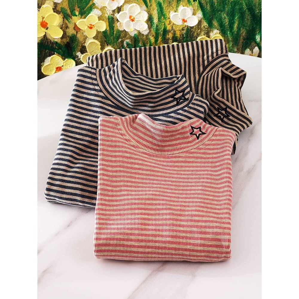 含羊毛＆桑蚕丝 女童秋冬加厚半高领保暖打底衫宝宝秋衣中大童T恤