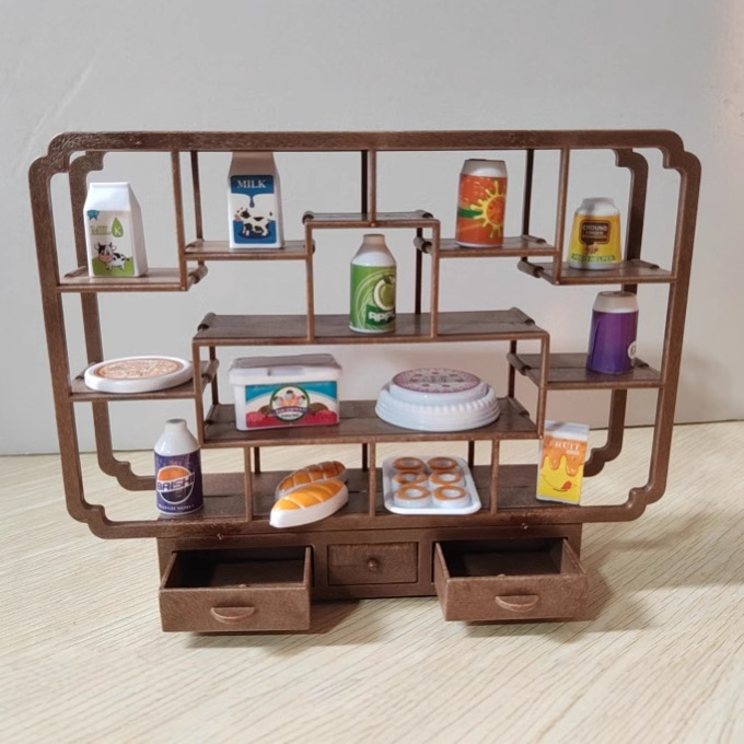 .缩仿真食玩摆件蛋糕披萨可乐面包牛奶饮料娃娃餐具过家家玩具配