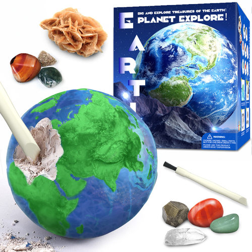 科教新品儿童益智玩具创意手工星球探索宝石挖掘考古套装